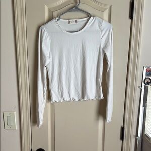 White Long Sleeve Ribbed Top